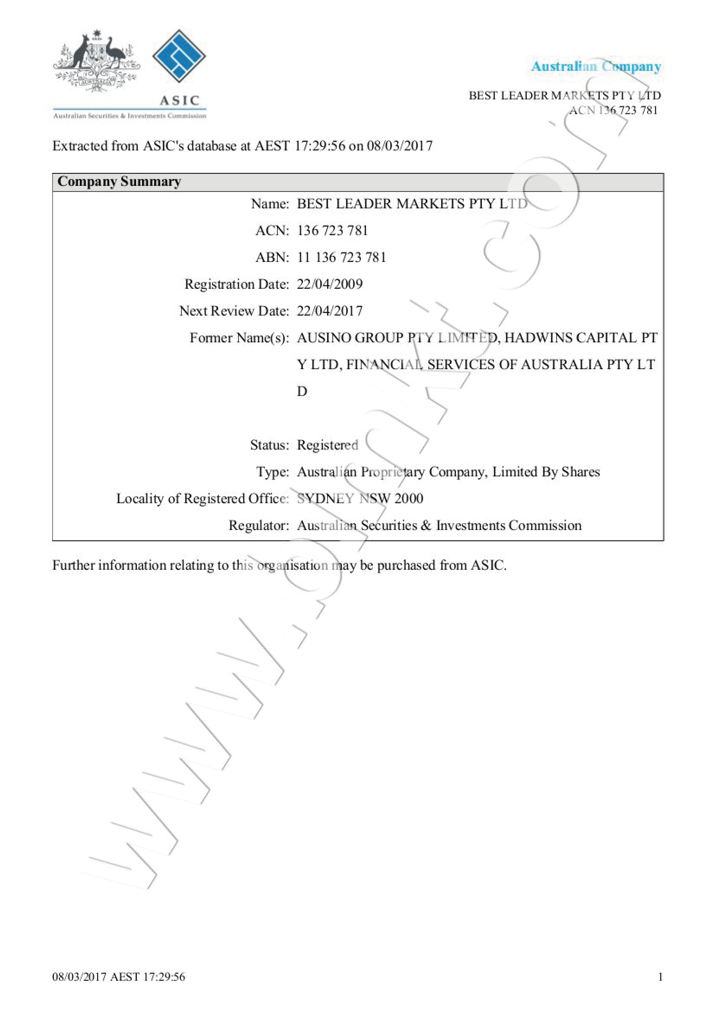 Regulatory Certificate 2